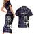 New Zealand Maori Rugby Personalised Couples Matching Short Sleeve Bodycon Dress and Hawaiian Shirt Ta Moko Silver Fern - Paua Purple