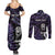 New Zealand Maori Rugby Personalised Couples Matching Summer Maxi Dress and Long Sleeve Button Shirt Ta Moko Silver Fern - Paua Purple