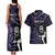 New Zealand Maori Rugby Personalised Couples Matching Tank Maxi Dress and Hawaiian Shirt Ta Moko Silver Fern - Paua Purple