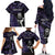 New Zealand Maori Rugby Personalised Family Matching Off The Shoulder Long Sleeve Dress and Hawaiian Shirt Ta Moko Silver Fern - Paua Purple