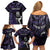 New Zealand Maori Rugby Personalised Family Matching Off Shoulder Short Dress and Hawaiian Shirt Ta Moko Silver Fern - Paua Purple