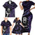 New Zealand Maori Rugby Personalised Family Matching Short Sleeve Bodycon Dress and Hawaiian Shirt Ta Moko Silver Fern - Paua Purple