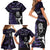 New Zealand Maori Rugby Personalised Family Matching Short Sleeve Bodycon Dress and Hawaiian Shirt Ta Moko Silver Fern - Paua Purple