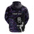 New Zealand Maori Rugby Personalised Hoodie Ta Moko Silver Fern - Paua Purple