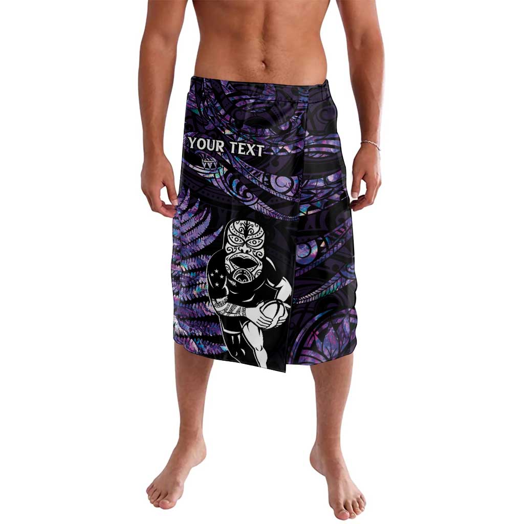 New Zealand Maori Rugby Personalised Lavalava Ta Moko Silver Fern - Paua Purple