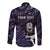 New Zealand Maori Rugby Personalised Long Sleeve Button Shirt Ta Moko Silver Fern - Paua Purple