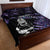 New Zealand Maori Rugby Personalised Quilt Bed Set Ta Moko Silver Fern - Paua Purple