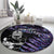 New Zealand Maori Rugby Personalised Round Carpet Ta Moko Silver Fern - Paua Purple