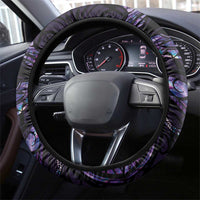 New Zealand Maori Rugby Steering Wheel Cover Ta Moko Silver Fern - Paua Purple