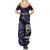 New Zealand Maori Rugby Personalised Summer Maxi Dress Ta Moko Silver Fern - Paua Purple