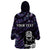 New Zealand Maori Rugby Personalised Wearable Blanket Hoodie Ta Moko Silver Fern - Paua Purple