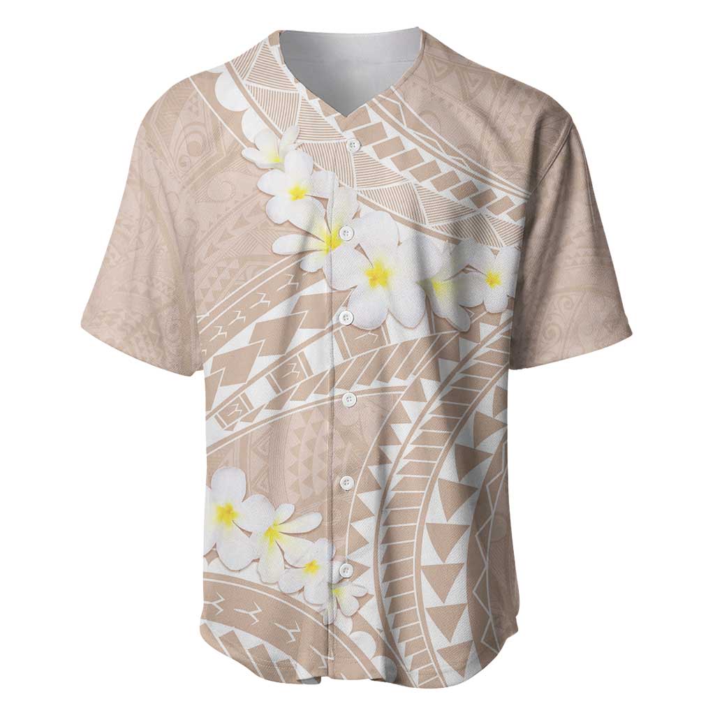Polynesian Vintage Floral Baseball Jersey Beige Motifs - Polynesian Pride
