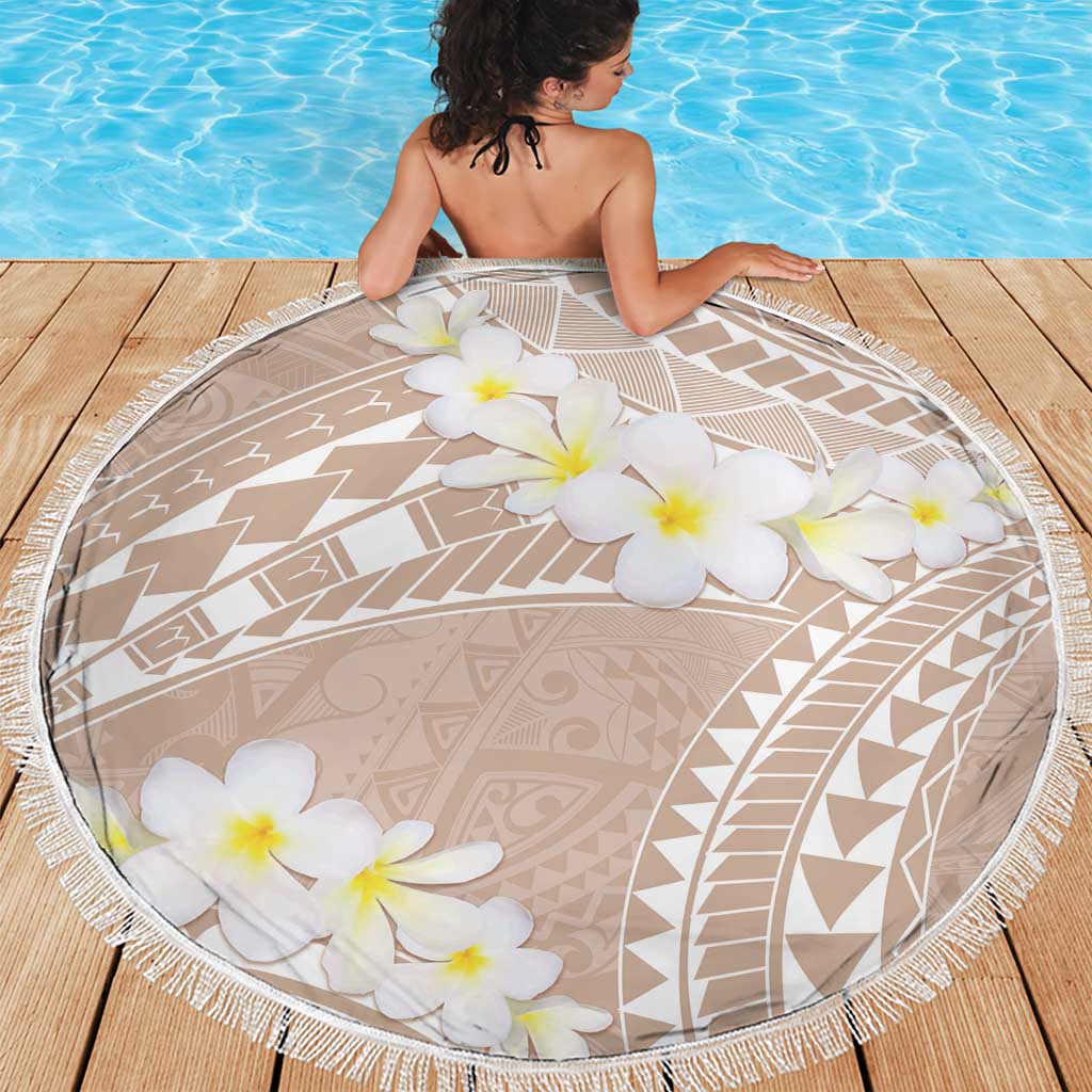 Polynesian Vintage Floral Beach Blanket Beige Motifs LT7 - Polynesian Pride