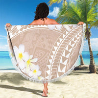 Polynesian Vintage Floral Beach Blanket Beige Motifs LT7 - Polynesian Pride