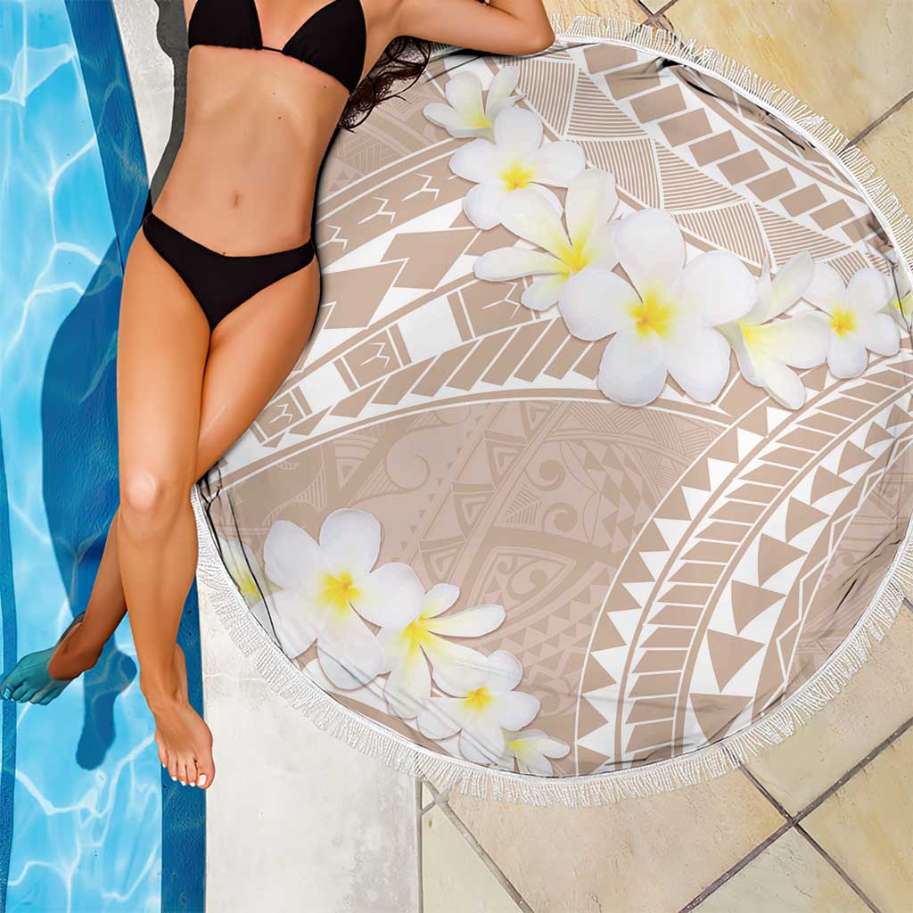 Polynesian Vintage Floral Beach Blanket Beige Motifs LT7 - Polynesian Pride