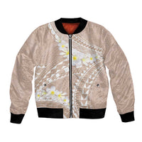 Polynesian Vintage Floral Bomber Jacket Beige Motifs - Polynesian Pride