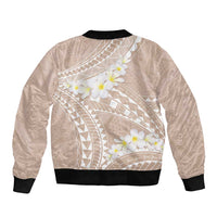 Polynesian Vintage Floral Bomber Jacket Beige Motifs - Polynesian Pride