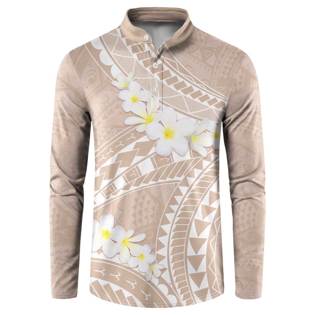 Polynesian Vintage Floral Button Sweatshirt Beige Motifs LT7 Beige - Polynesian Pride
