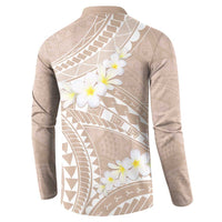 Polynesian Vintage Floral Button Sweatshirt Beige Motifs LT7 - Polynesian Pride