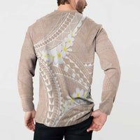 Polynesian Vintage Floral Button Sweatshirt Beige Motifs LT7 - Polynesian Pride