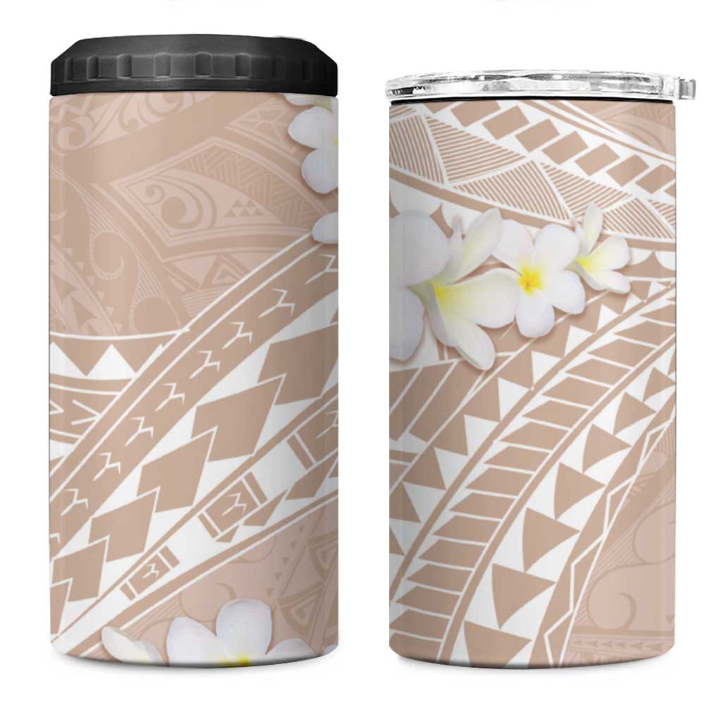 Polynesian Vintage Floral 4 in 1 Can Cooler Tumbler Beige Motifs LT7 One Size: 16 oz Beige - Polynesian Pride