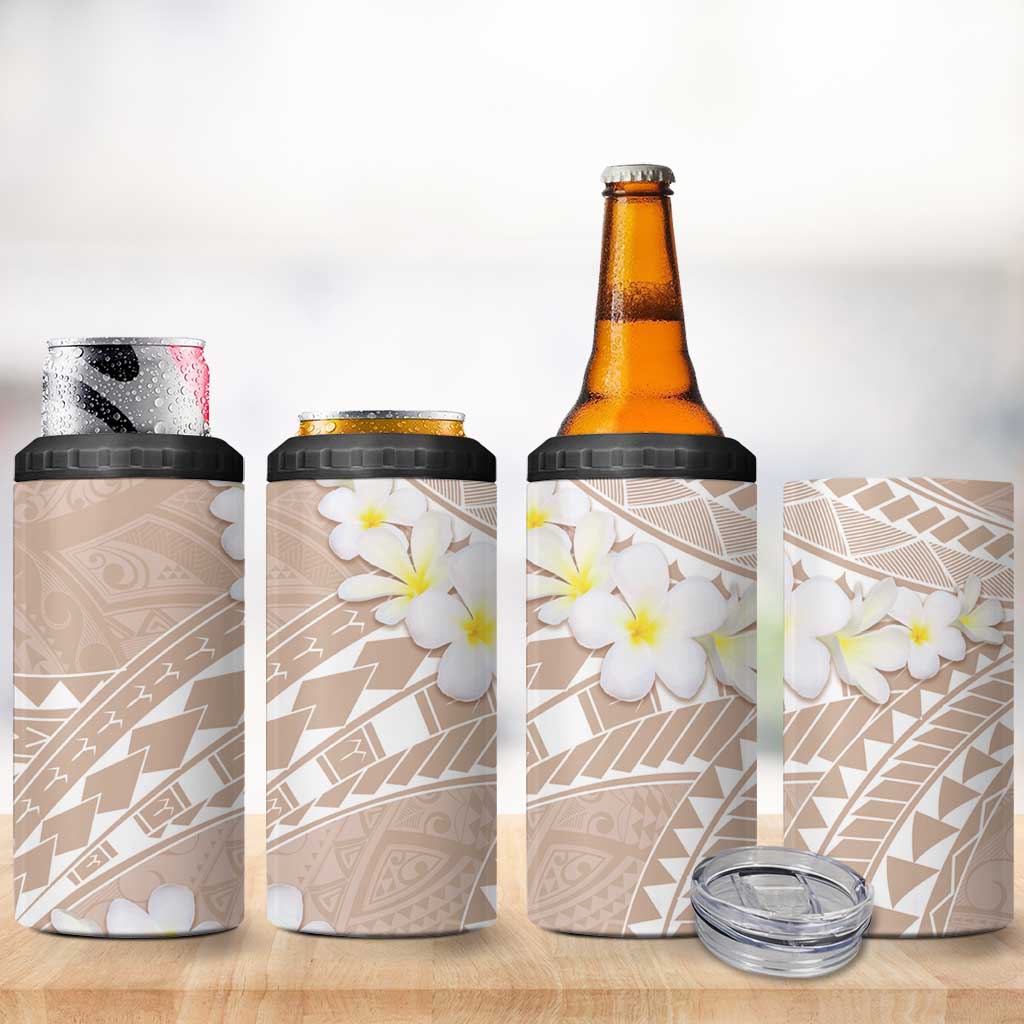 Polynesian Vintage Floral 4 in 1 Can Cooler Tumbler Beige Motifs LT7 - Polynesian Pride