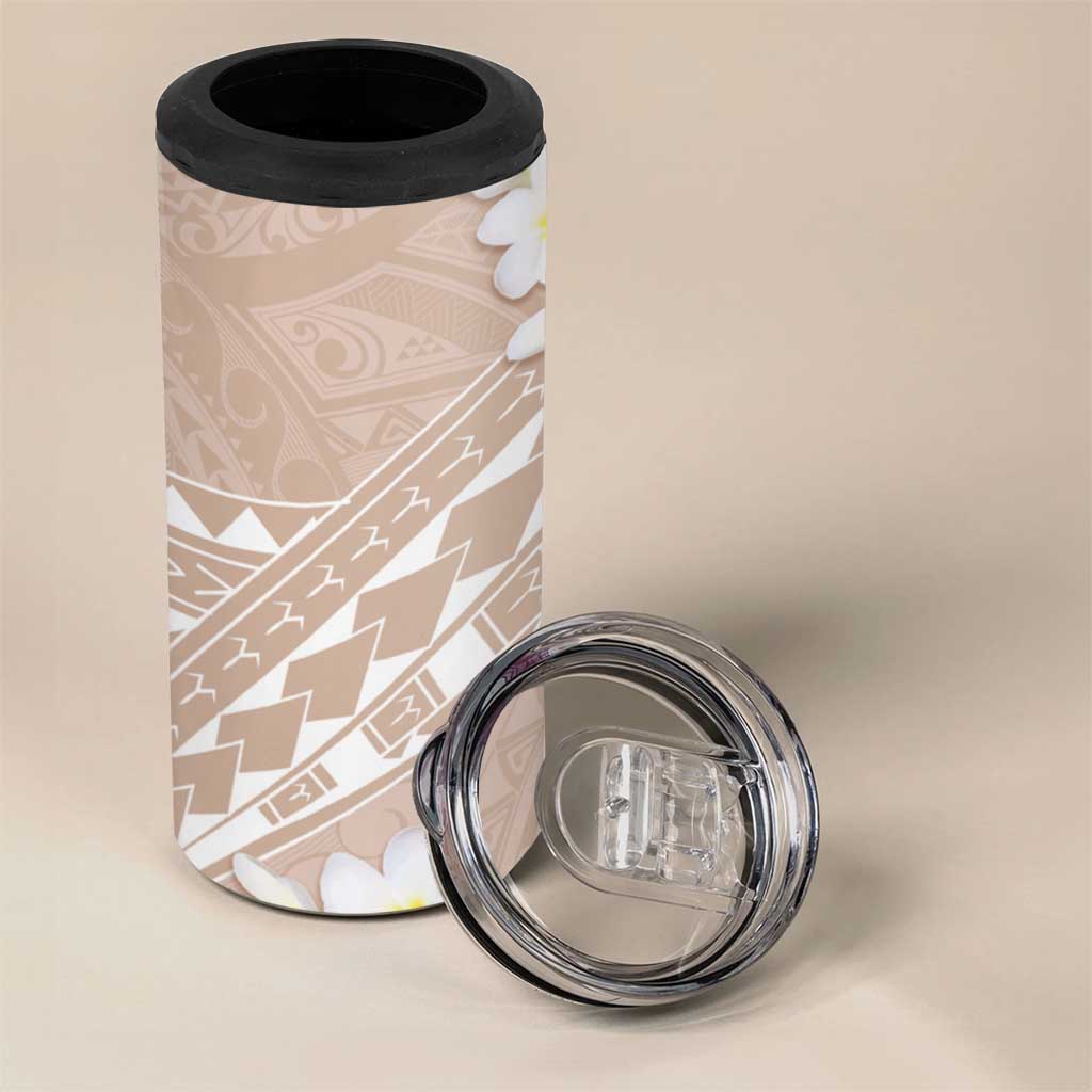 Polynesian Vintage Floral 4 in 1 Can Cooler Tumbler Beige Motifs LT7 - Polynesian Pride