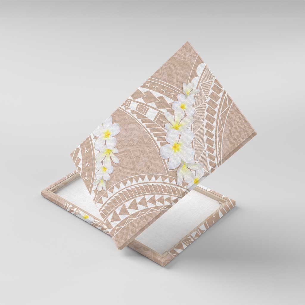 Polynesian Vintage Floral Canvas Wall Art Beige Motifs LT7 With Frame Beige - Polynesian Pride