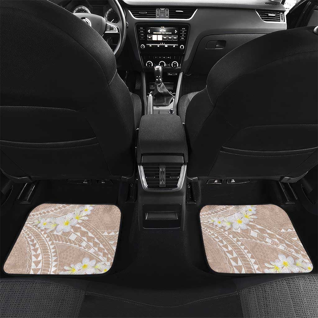 Polynesian Vintage Floral Car Mats Beige Motifs LT7 Set 2pcs - Back Beige - Polynesian Pride