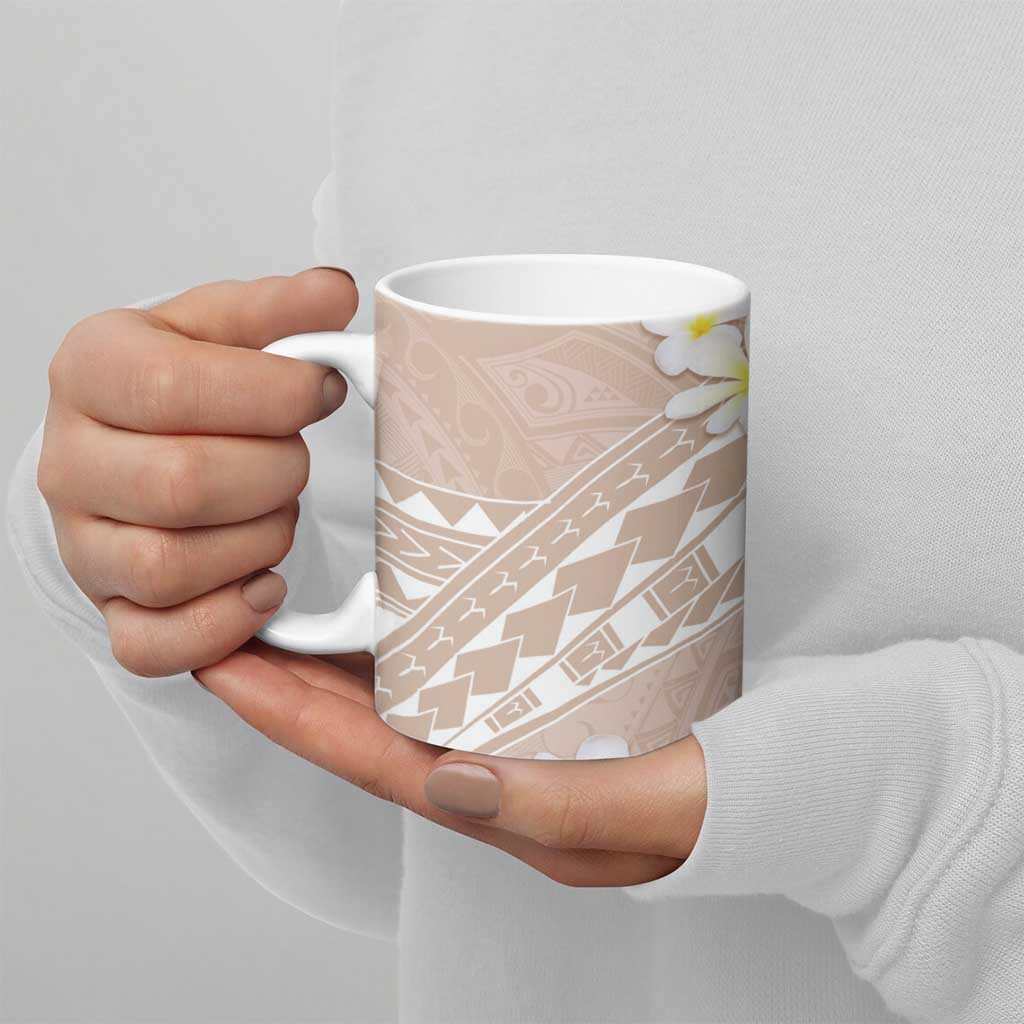 Polynesian Vintage Floral Ceramic Mug Beige Motifs LT7 - Polynesian Pride