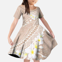 Polynesian Vintage Floral Family Matching Long Sleeve Bodycon Dress and Hawaiian Shirt Beige Motifs - Polynesian Pride
