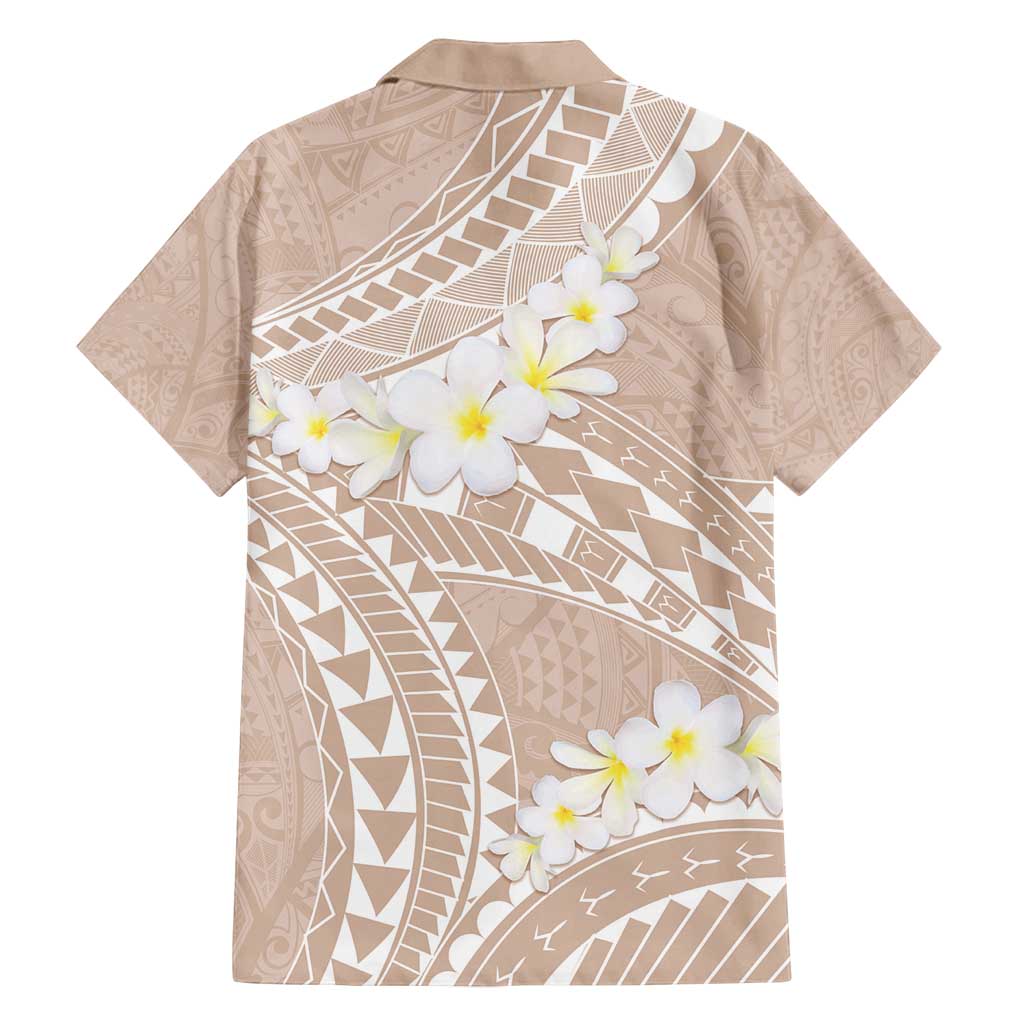 Polynesian Vintage Floral Family Matching Long Sleeve Bodycon Dress and Hawaiian Shirt Beige Motifs - Polynesian Pride