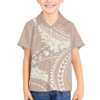 Polynesian Vintage Floral Family Matching Long Sleeve Bodycon Dress and Hawaiian Shirt Beige Motifs - Polynesian Pride