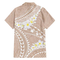 Polynesian Vintage Floral Family Matching Off Shoulder Maxi Dress and Hawaiian Shirt Beige Motifs - Polynesian Pride
