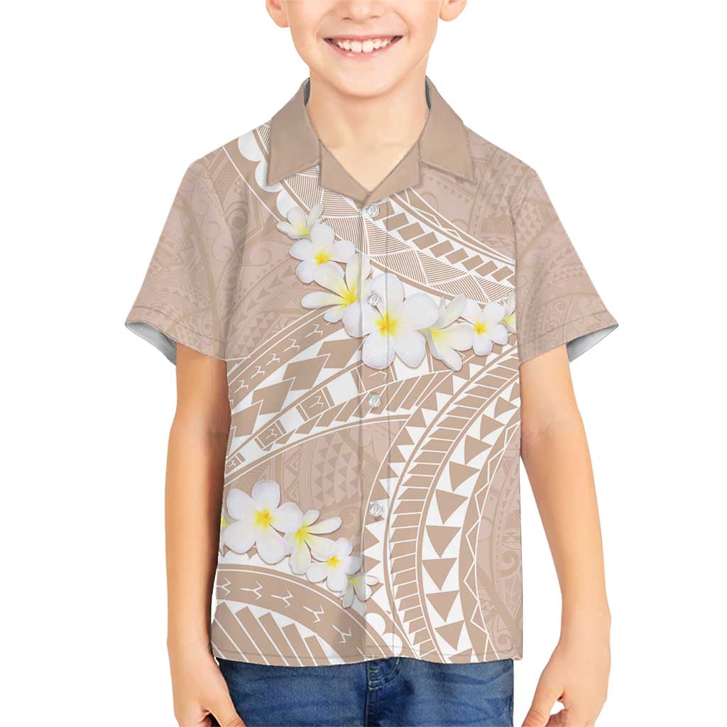 Polynesian Vintage Floral Family Matching Off Shoulder Maxi Dress and Hawaiian Shirt Beige Motifs - Polynesian Pride