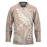Polynesian Vintage Floral Hockey Jersey Beige Motifs LT7 Unisex Beige - Polynesian Pride