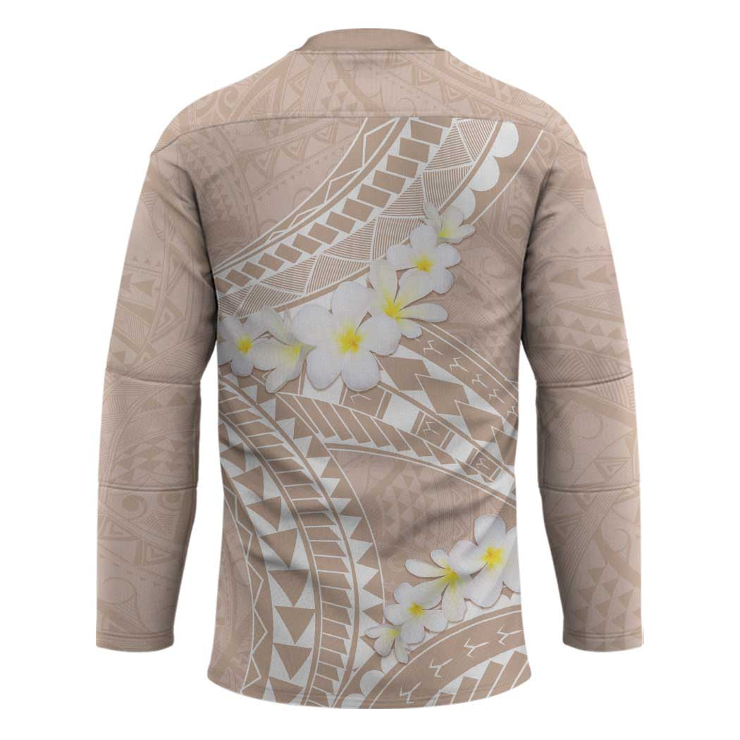 Polynesian Vintage Floral Hockey Jersey Beige Motifs LT7 - Polynesian Pride