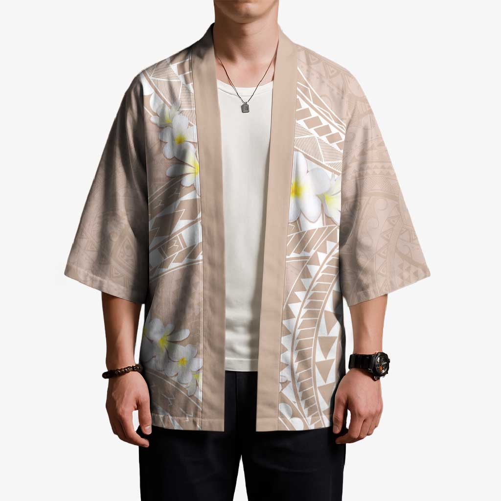 Polynesian Vintage Floral Kimono Beige Motifs LT7 - Polynesian Pride