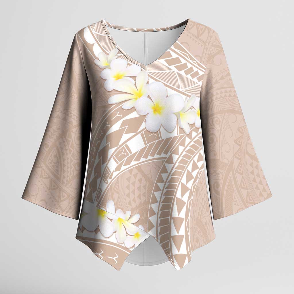 Polynesian Vintage Floral Kimono Sleeve Blouse Beige Motifs LT7 Female Beige - Polynesian Pride