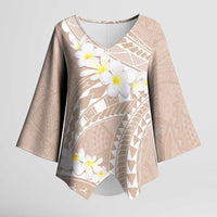 Polynesian Vintage Floral Kimono Sleeve Blouse Beige Motifs LT7 Female Beige - Polynesian Pride