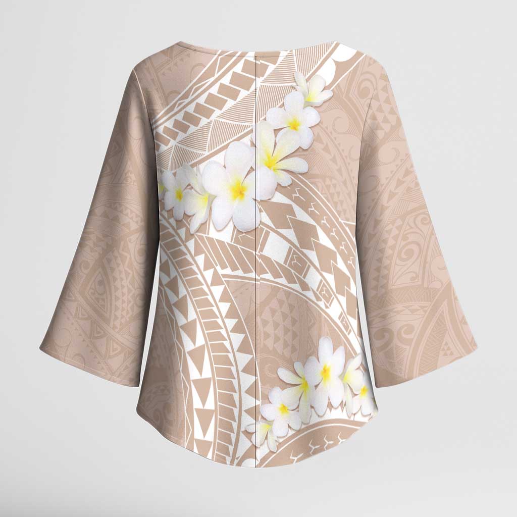 Polynesian Vintage Floral Kimono Sleeve Blouse Beige Motifs LT7 - Polynesian Pride