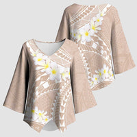 Polynesian Vintage Floral Kimono Sleeve Blouse Beige Motifs LT7 - Polynesian Pride