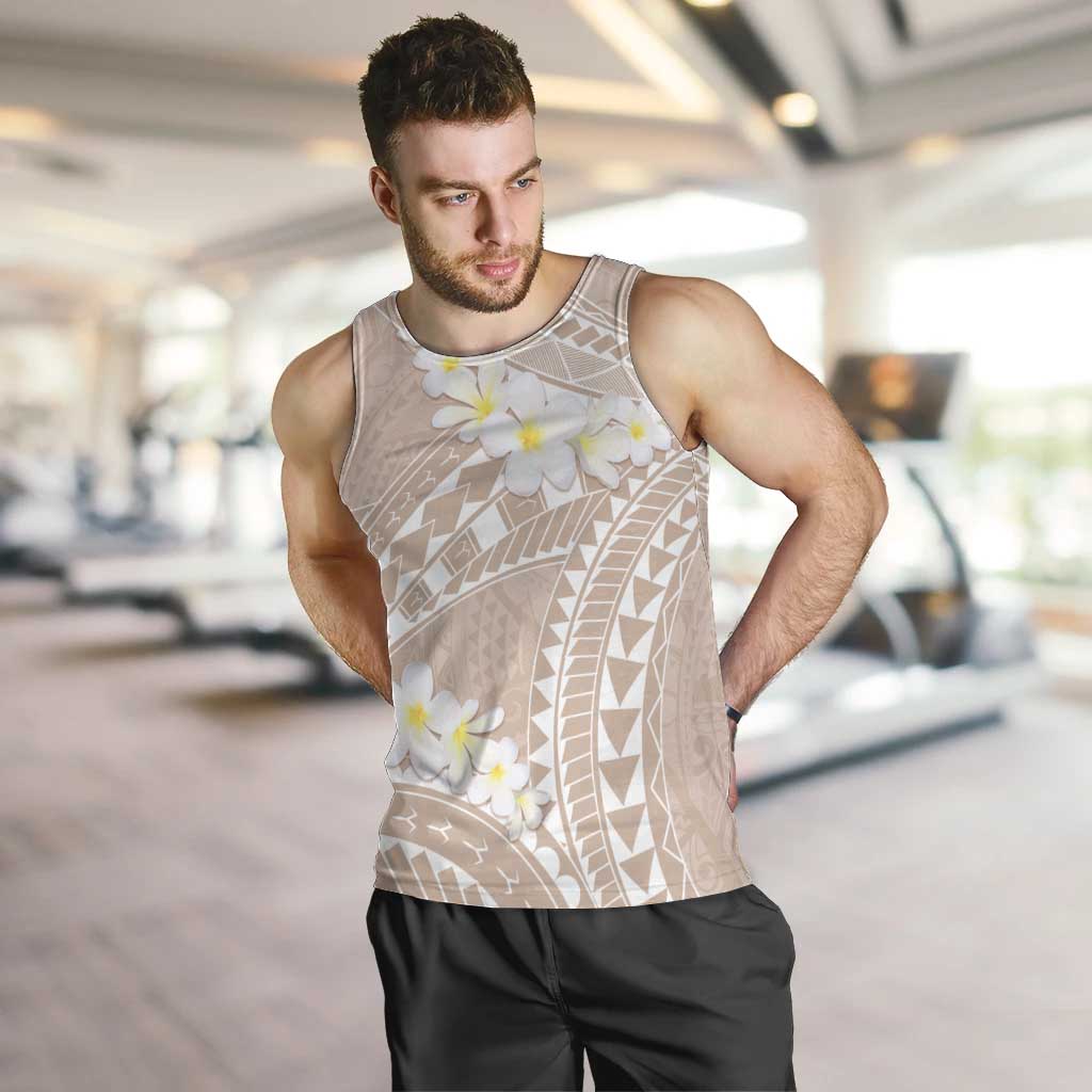 Polynesian Vintage Floral Men Tank Top Beige Motifs LT7 Beige - Polynesian Pride