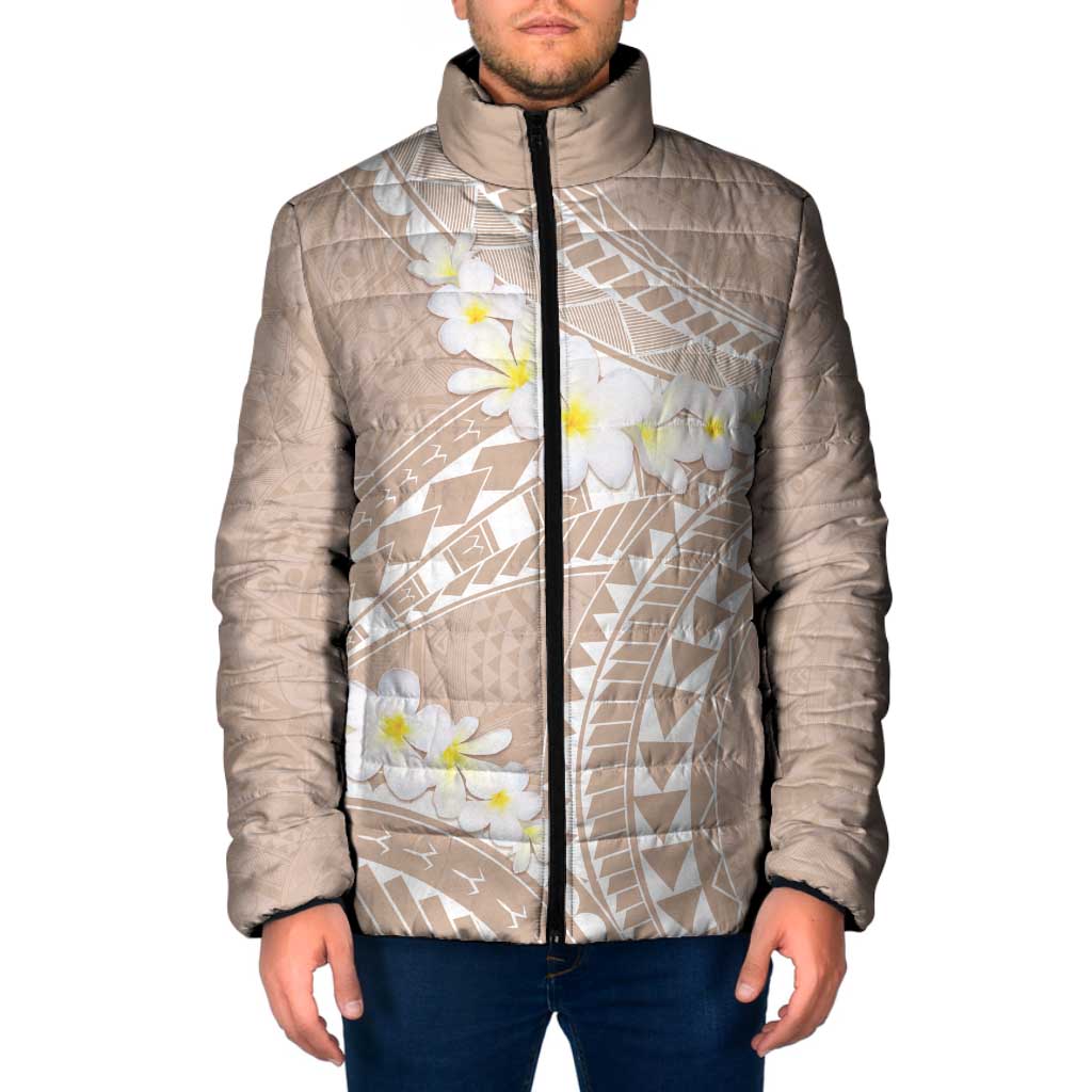 Polynesian Vintage Floral Padded Jacket Beige Motifs LT7 Men Beige - Polynesian Pride