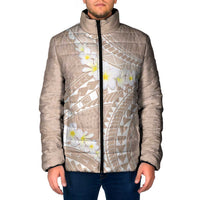 Polynesian Vintage Floral Padded Jacket Beige Motifs LT7 Men Beige - Polynesian Pride