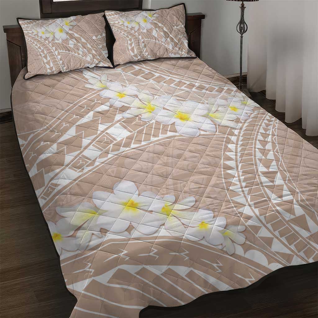 Polynesian Vintage Floral Quilt Bed Set Beige Motifs - Polynesian Pride