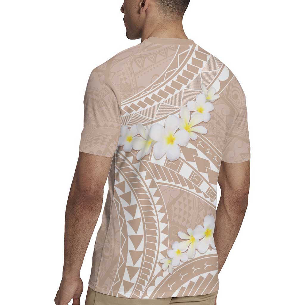 Polynesian Vintage Floral Rugby Jersey Beige Motifs LT7 - Polynesian Pride