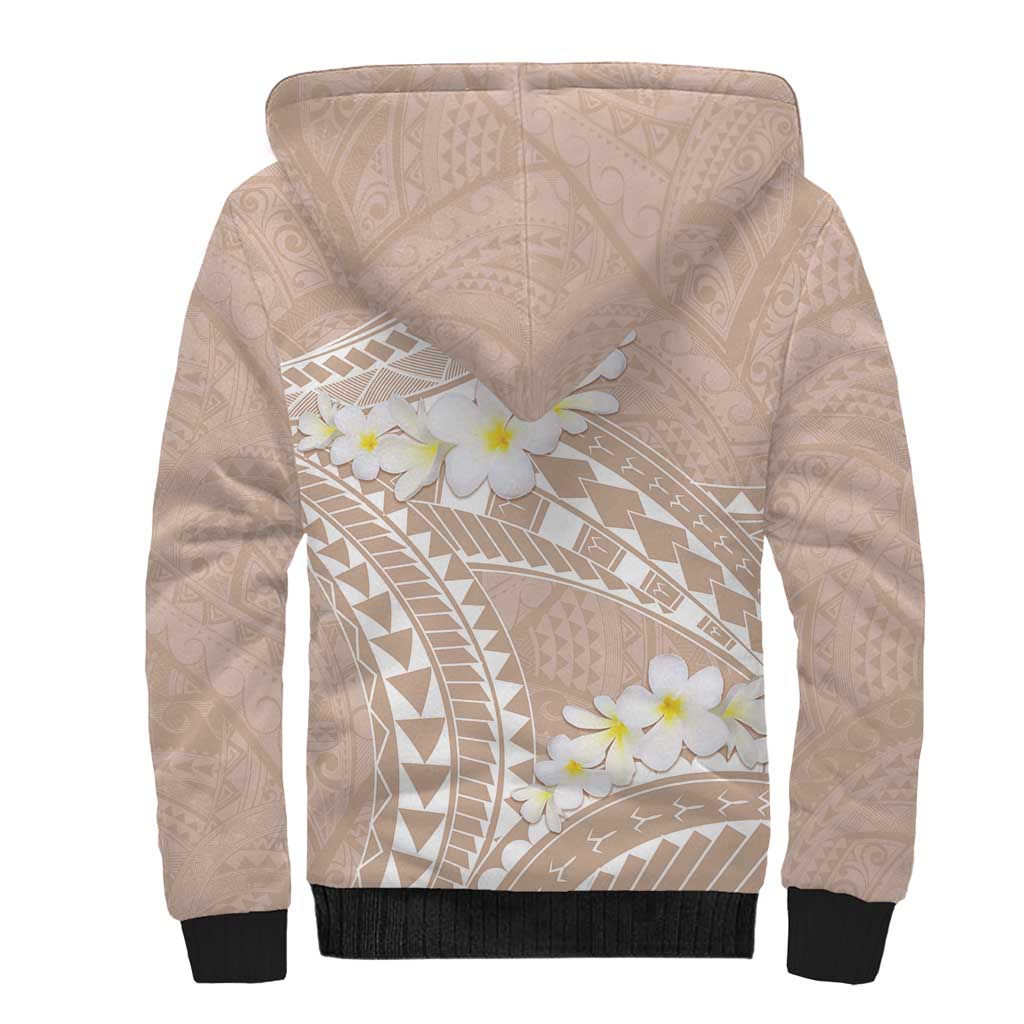 Polynesian Vintage Floral Sherpa Hoodie Beige Motifs LT7 - Polynesian Pride