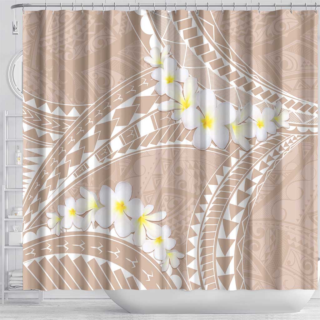 Polynesian Vintage Floral Shower Curtain Beige Motifs - Polynesian Pride