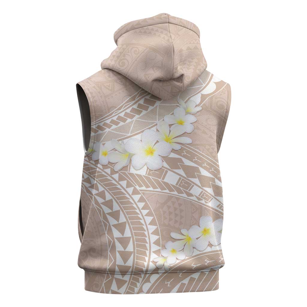 Polynesian Vintage Floral Sleeveless Hoodie Beige Motifs LT7 - Polynesian Pride